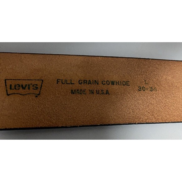 Levi's Womens Full Grain Cowhide Brown Leather Belt Size L 30-36 Silver USA - Picture 5 of 5